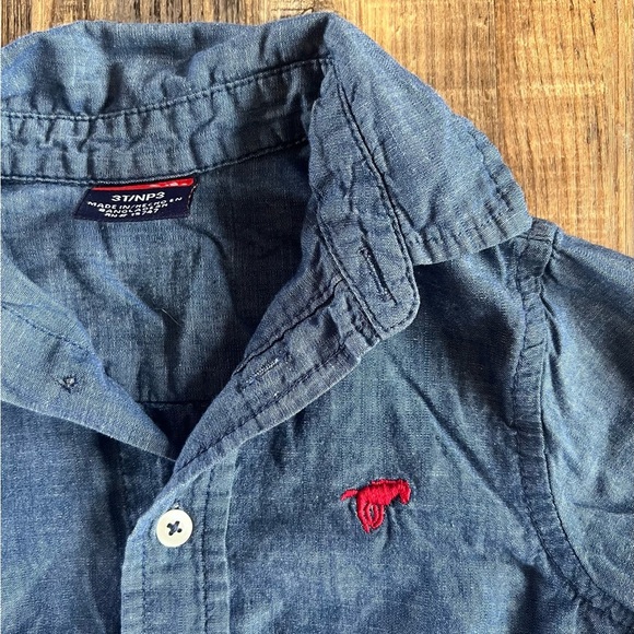 Wrangler Blue Polo Shirt Lightweight Denim - Picture 2 of 3